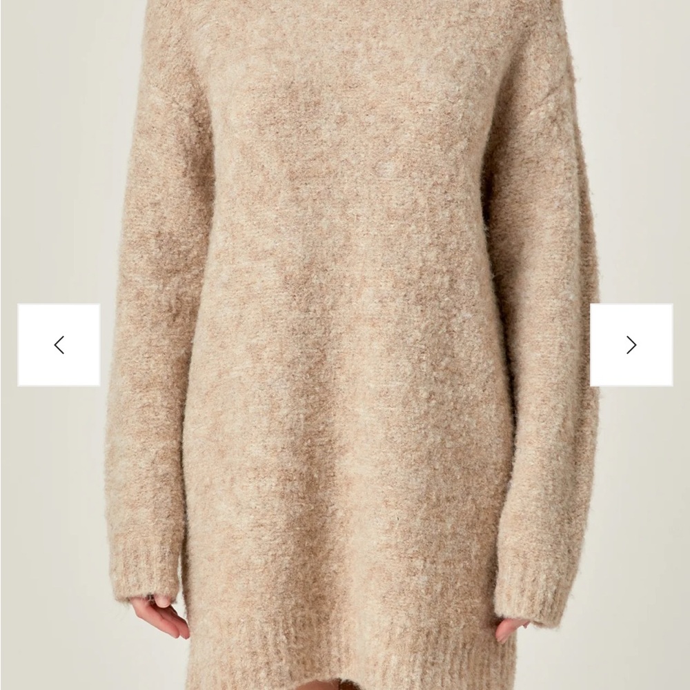 English Factory Cozy Beige Long Sleeve Knit Sweater Dress - Picture 3 of 7